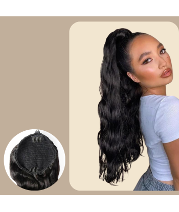 Pferdeschwanz Ponytail Dunkelbraun Mit Kordel Remy Hair Body Wave Par le système avancé 