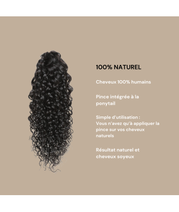 Rabo de cavalo castanho-escuro natural com mola de cabelo Remy Water Wave À commander